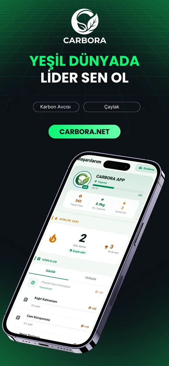 Carbora başarımlar ekranı: rozetler, seri ve günlük görevler
