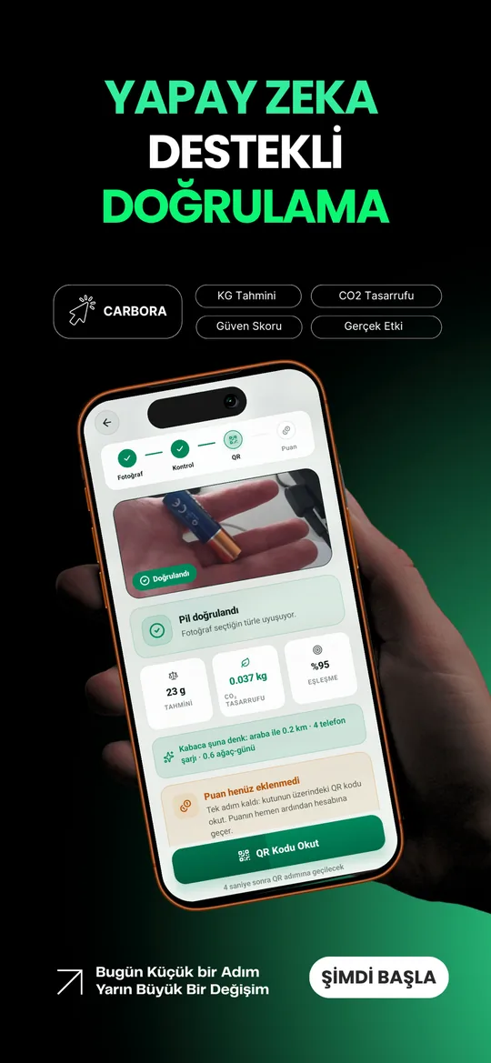 Carbora uygulamasında yapay zeka destekli atık doğrulama ekranı